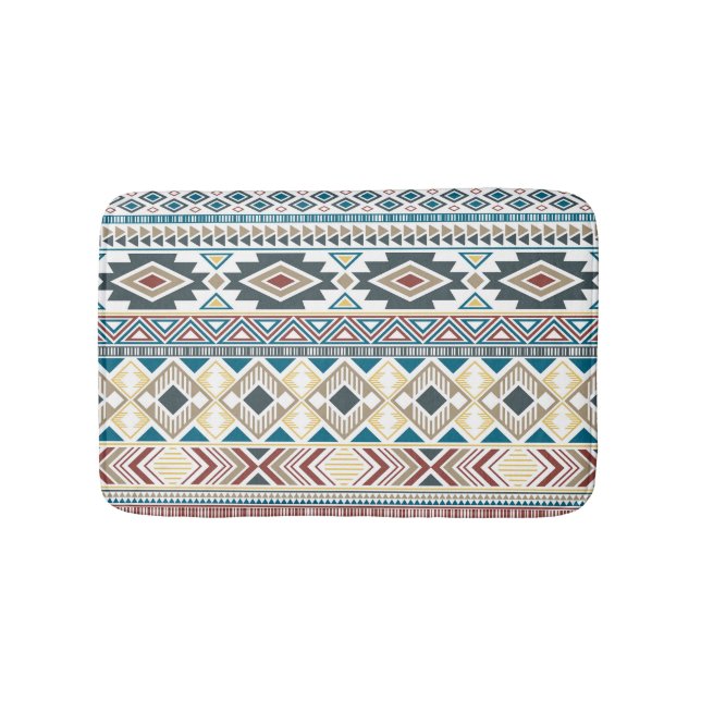 Aztec Tribal Motifs: Geometrisches Nahtloses Desig Badematte (Vorderseite)