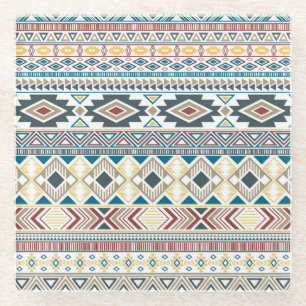 Aztec Tribal Motifs: Geometrisches Nahtloses Desig Glasuntersetzer
