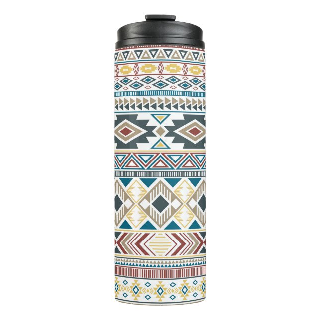 Aztec Tribal Motifs: Geometrisches Nahtloses Desig Thermosbecher (Vorderseite)