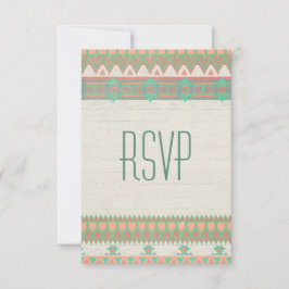 Aztec Tribal Native Pastel Peach/Aqua RSVP Karte