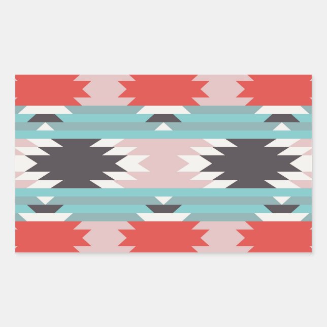 Aztec Tribal Pattern Indianerprinzen Rechteckiger Aufkleber (Vorderseite)