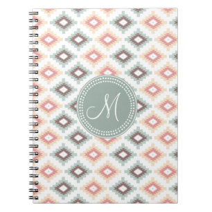 Aztec Tribal Pink Pink Monogram Muster Notizblock