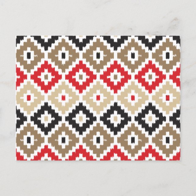 Aztec Tribal Print Ikat Diamond Muster Postkarte (Vorderseite)