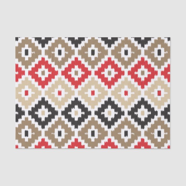 Aztec Tribal Print Ikat Diamond Muster Seidenpapier (Vorderseite)