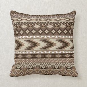 Aztec Tribal Print Neutral Browns Beige Taupe Kissen