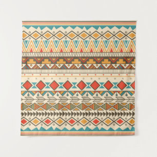 Aztec Tribal Striped Vintag Illustration Wandteppich