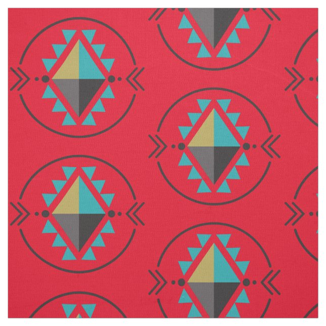Aztec Tribal Symbol Red Pattern Fabric Stoff (Muster)