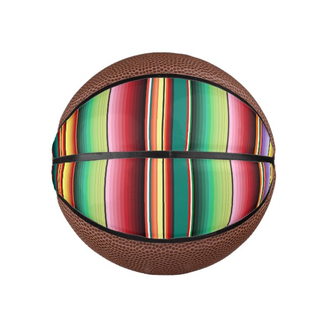 Aztec Tribal Traditionelle Textilfarben Linie m Mini Basketball (Vorderseite)