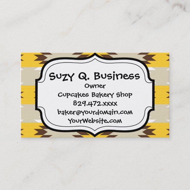 Aztec Tribal Yellow Brown Indianerdesigns Visitenkarte (Vorderseite)