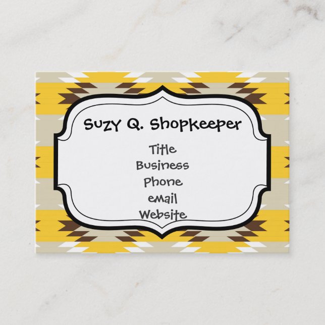 Aztec Tribal Yellow Brown Indianerdesigns Visitenkarte (Vorderseite)