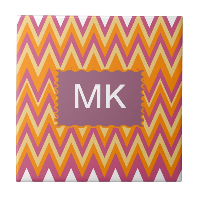 Aztec Tribal ZigZag Fliese (Vorderseite)