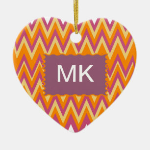 Aztec Tribal ZigZag Keramik Ornament