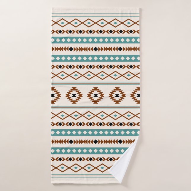 Aztec Turquoise Crème noire en terre cuite Motif m (Serviette de bain)