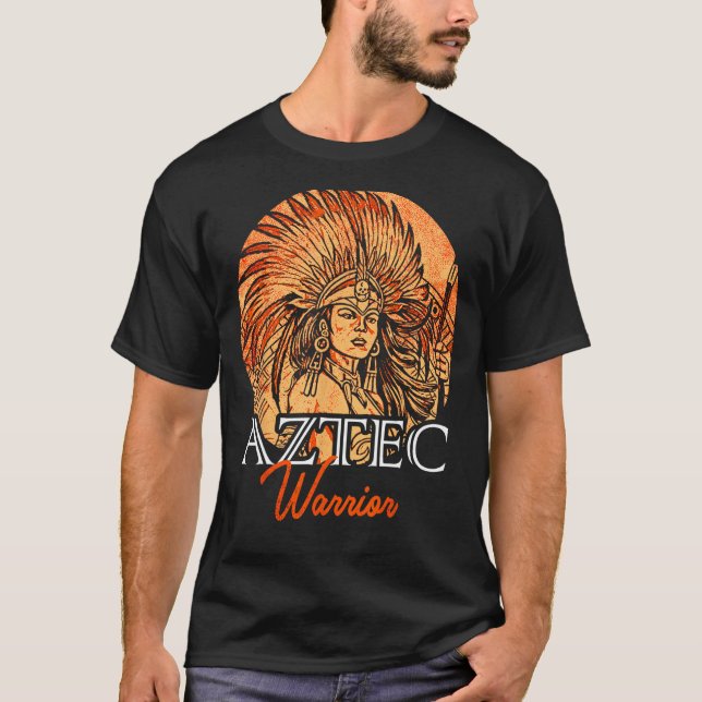 Aztec Warrior King Mexican Native Art Mayans T-Shirt (Vorderseite)