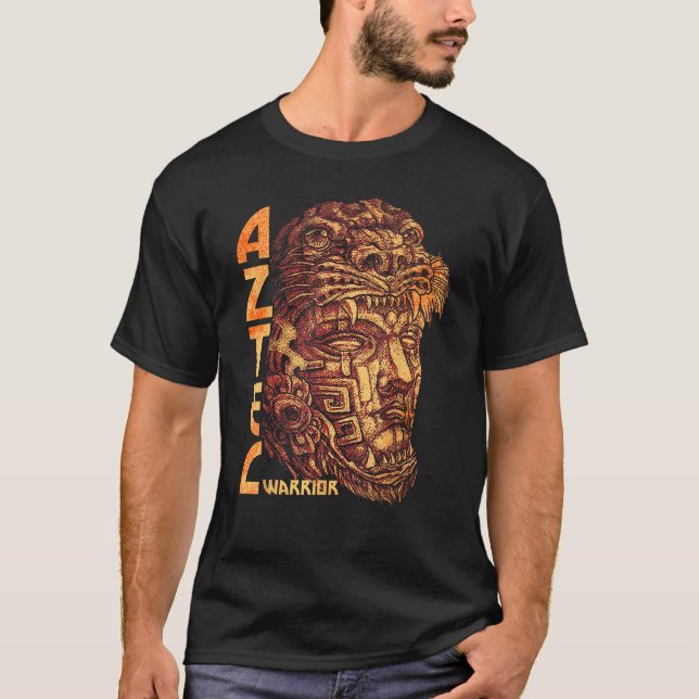 Aztec Warrior King Mexican Native Art Mayans T-Shirt (Vorderseite)