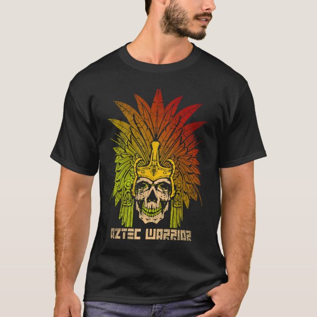Aztec Warrior King Mexico Native Aztec Mayas T-Shirt (Vorderseite)