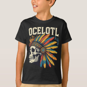 Aztec Warrior Skull mit farbenfrohen Feather Headd T-Shirt