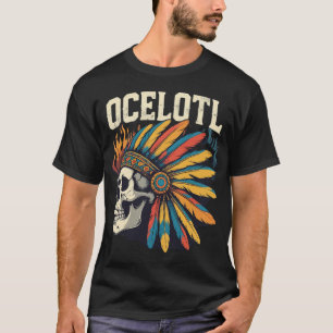 Aztec Warrior Skull mit farbenfrohen Feather Headd T-Shirt