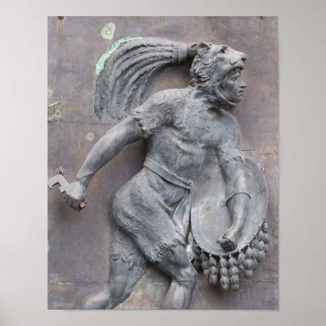 Aztec Warrior Stone carving Poster (Vorne)
