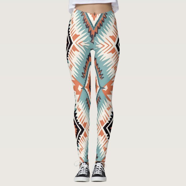 Aztec Western Tribal Large Pattern Leggings (Vorderseite)