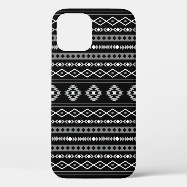 Aztec White Gray Black Mixed Motifs Muster Case-Mate iPhone Hülle (Rückseite)