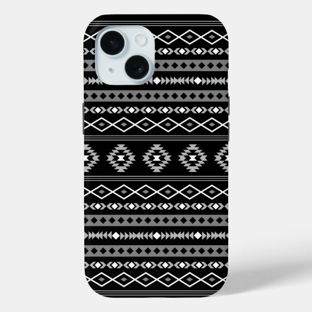 Aztec White Gray Black Mixed Motifs Muster Case-Mate iPhone Hülle (Rückseite)
