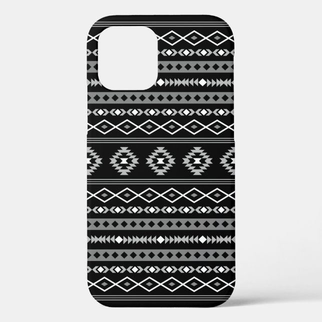 Aztec White Gray Black Mixed Motifs Muster Case-Mate iPhone Hülle (Rückseite)