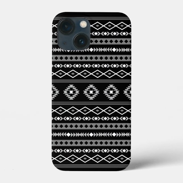 Aztec White Gray Black Mixed Motifs Muster Case-Mate iPhone Hülle (Rückseite)