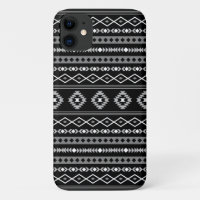 Aztec White Gray Black Mixed Motifs Muster