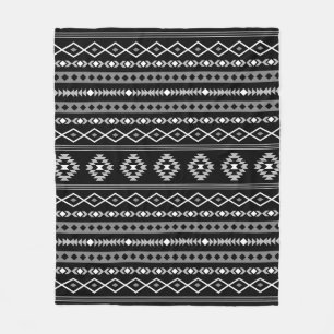Aztec White Gray Black Mixed Motifs Muster Fleecedecke