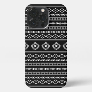 Aztec White Gray Black Mixed Motifs Muster iPhone 13 Pro Hülle