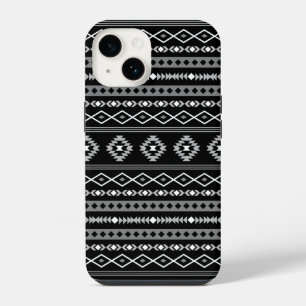 Aztec White Gray Black Mixed Motifs Muster iPhone 14 Hülle