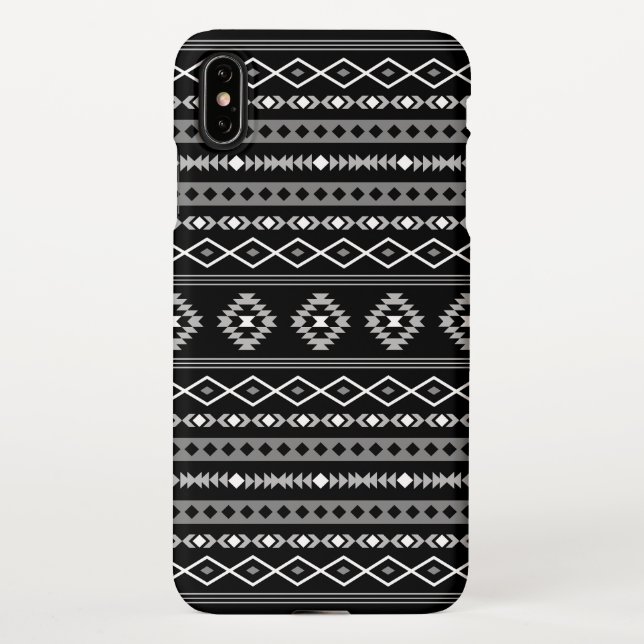 Aztec White Gray Black Mixed Motifs Muster iPhone Hülle (Rückseite)
