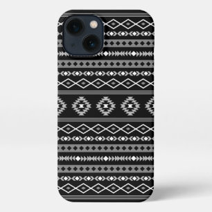 Aztec White Gray Black Mixed Motifs Muster iPhone Hülle