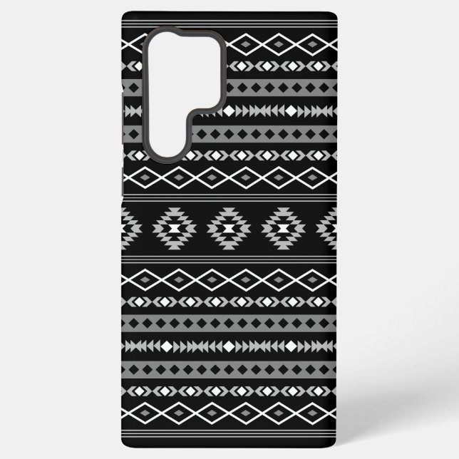 Aztec White Gray Black Mixed Motifs Muster Samsung Galaxy Hülle (Rückseite)