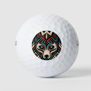 Aztec Wolf Face Golfball