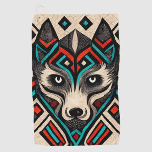 Aztec Wolf Face Golfhandtuch