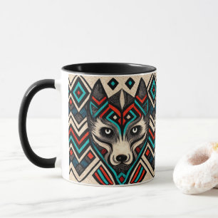 Aztec Wolf Face Tasse