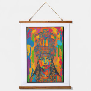 Aztec Woman Art Wandteppich Mit Holzrahmen