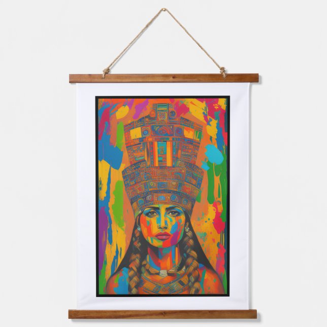 Aztec Woman Art Wandteppich Mit Holzrahmen (Vorderseite)