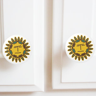 Aztec Yellow Sun Motif Keramikknauf