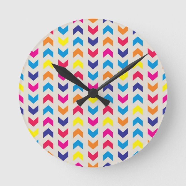 Aztec Zickzack farbig Runde Wanduhr (Vorderseite)
