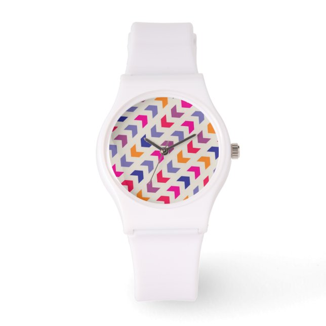 Aztec Zickzack Farbmuster Armbanduhr (Vorderseite)