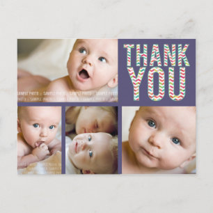Aztec Zickzack Foto Baby Danke Post Card Ankündigungspostkarte