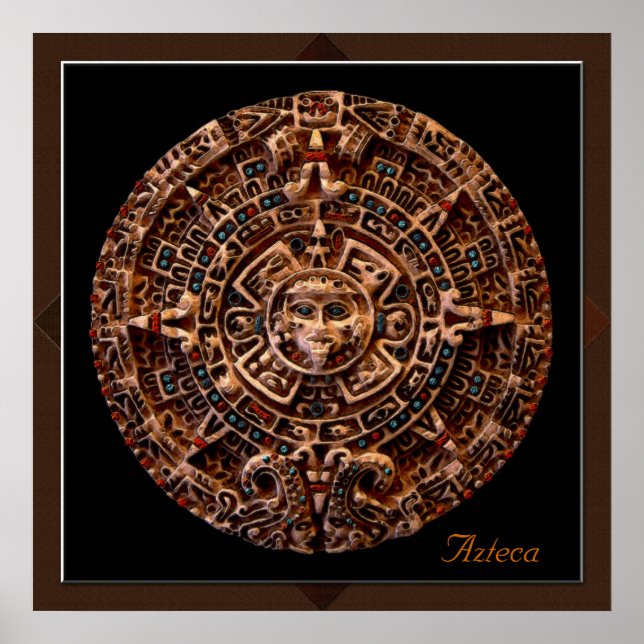 "AZTECA" Impression d'art du calendrier solaire ma (Devant)