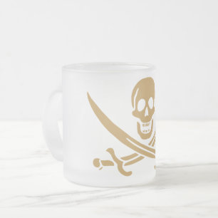 Aztecengold-Totenkopf und Säbelpirat Calico Jack Mattglastasse