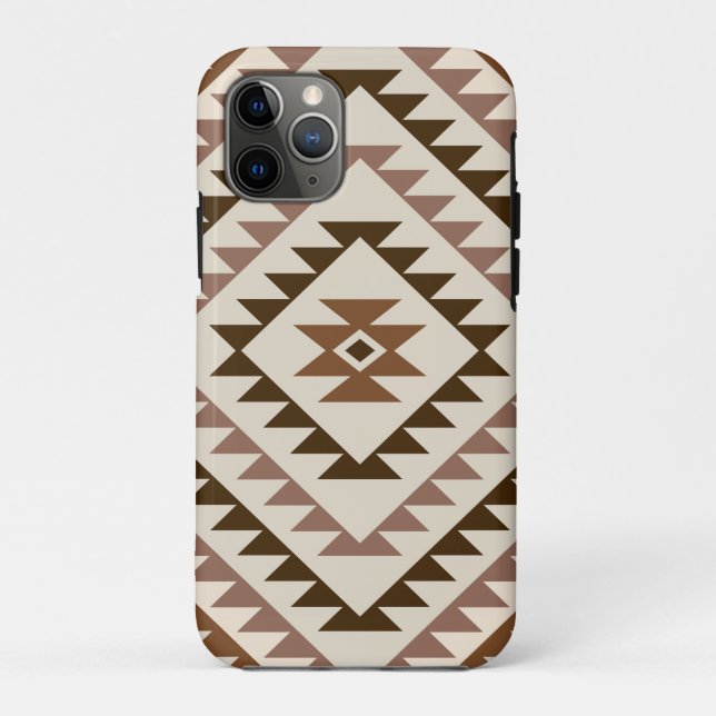 Aztek-Diamant-Muster-Design Braun+Creme Case-Mate iPhone Hülle (Rückseite)