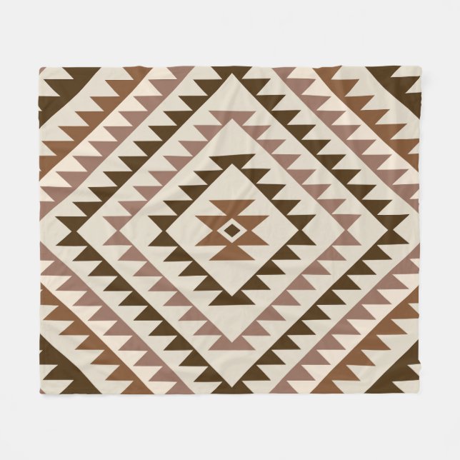 Aztek-Diamant-Muster-Design Braun+Creme Fleecedecke (Vorderseite (Horizontal))