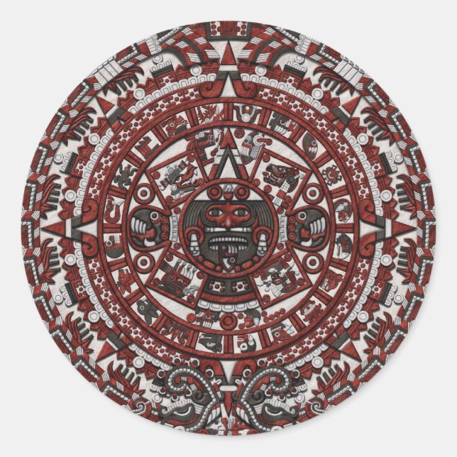 Aztekalender Runder Aufkleber (Vorderseite)