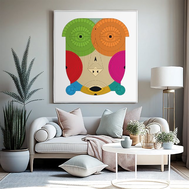 Aztekalte Linien Leinwanddruck (art print placed on a modern traditional living room)